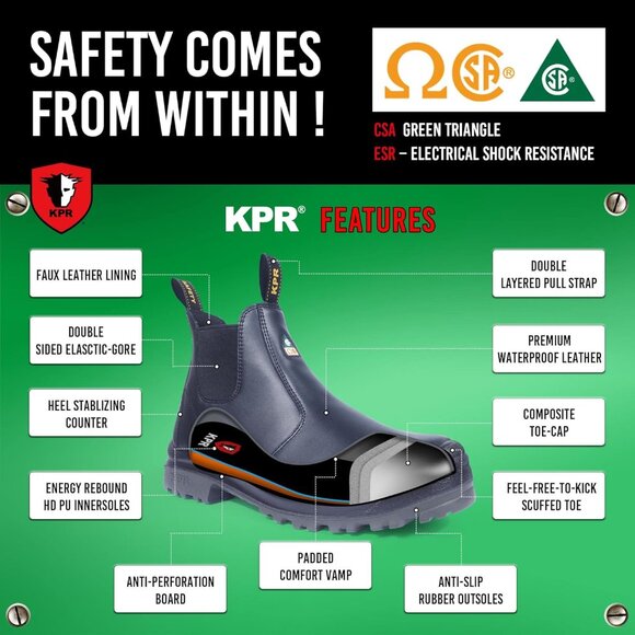 🆕Women's Black Leather CSA Approved ESR 6" Composite Toe Work Boots Safety - Picture 4 of 7